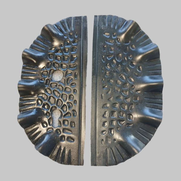 INNONOX Stahl Schlosskastenblende, oval, gehämmert, Maße: 125x275x4mm